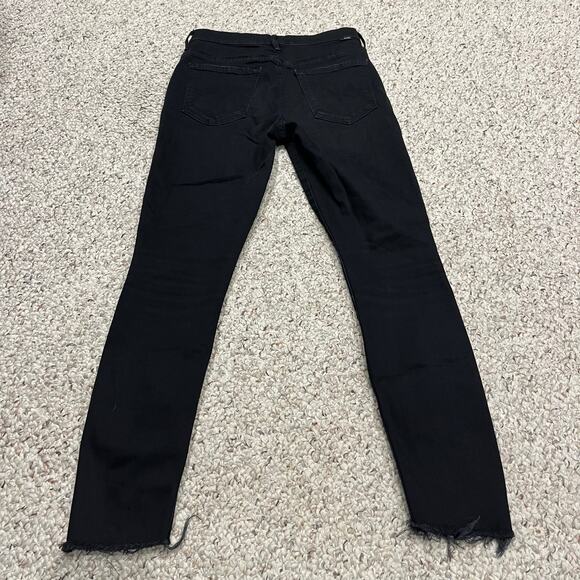 Mother Stunner Zip Ankle Step Fray Jeans Sz 27 Black Denim Grunge Goth - Picture 6 of 8